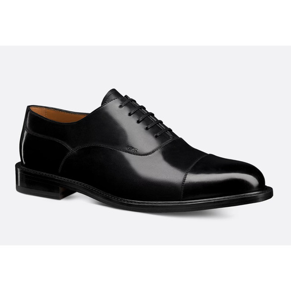 Dior Embassy Oxford Loafer Black Calfskin Leather Flat Lace Up Dress Shoes 45 12 - Picture 3 of 16